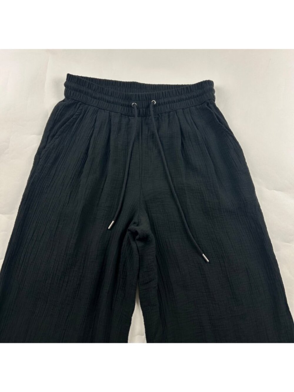 A New Day Black Crinkle Wide Leg Lounge Pant S - Picture 2 of 7